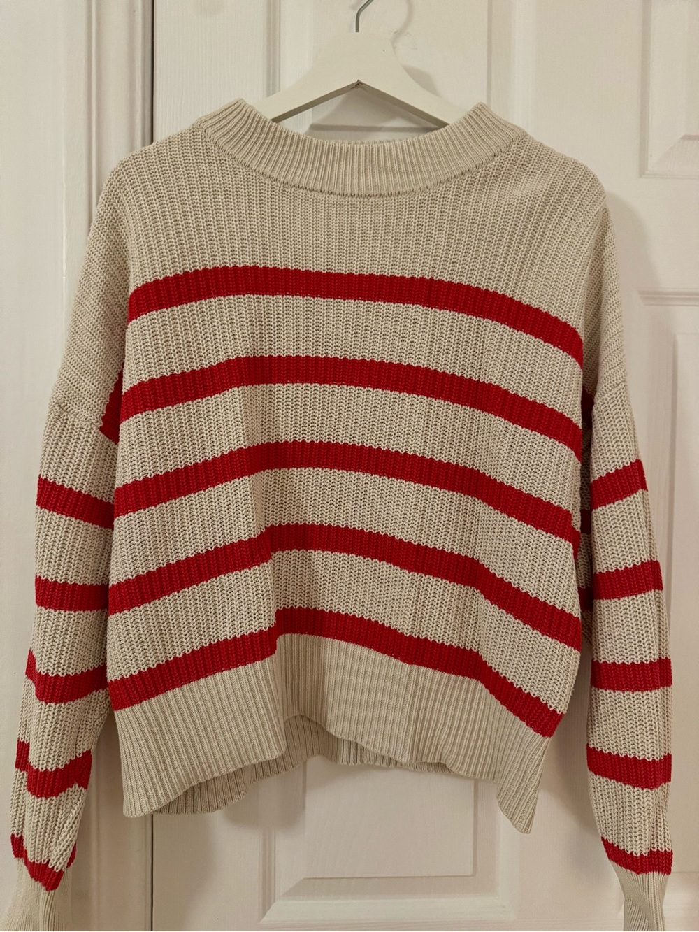 Part Two Copenhagen Striped Knit Sweater in Cream and Red
